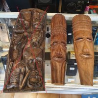 Оригинални дървени африкански маски. Купувани през 1986г. от Мозамбик. По 80лв./бр.  ( Голямата 110л, снимка 1 - Декорация за дома - 40998312