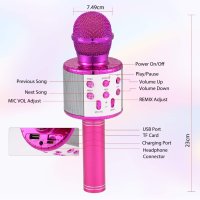 Fede безжичен Караоке Bluetooth микрофон с мигащи цветни LED светлини, снимка 6 - Микрофони - 41966689