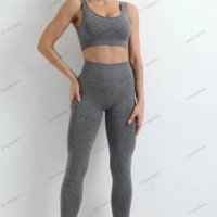 Дамски комплект безшевни едноцветни дрехи за йога, 6цвята - 023, снимка 13 - Спортни екипи - 39633438