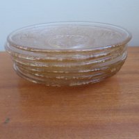 Стъклени десертни чинийки 6 бр сервиз 1970 г чиния, снимка 6 - Чинии - 44500993