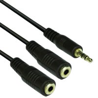 Кабел Аудио жак 3.5mm Мъжки към Два Аудио жака Женски 0.2м VCom SS001328 Cable St.Jack-2xSt.Jack M/F, снимка 1 - Кабели и адаптери - 34327448