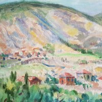 Иван ХАЛАЧЕВ 1902-1974 голям красив пейзаж с маслени бои, снимка 5 - Картини - 41626095