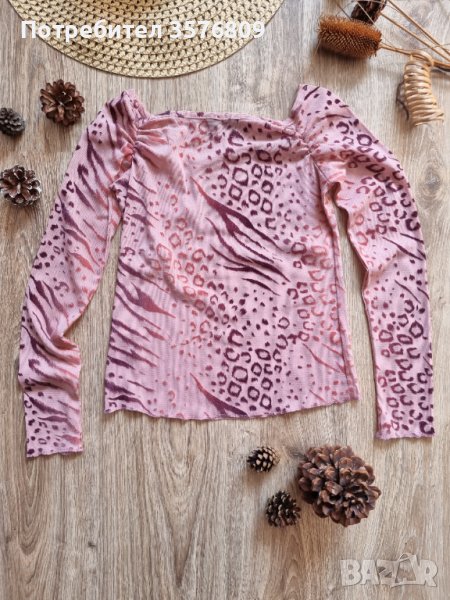 Дамска блуза с дълъг ръкав, прозрачна в розово - модел 9, снимка 1