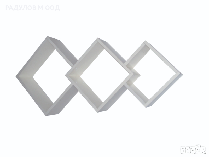 Стенна етажерка Съни в бяло, с 3 елемента, пдч, снимка 1