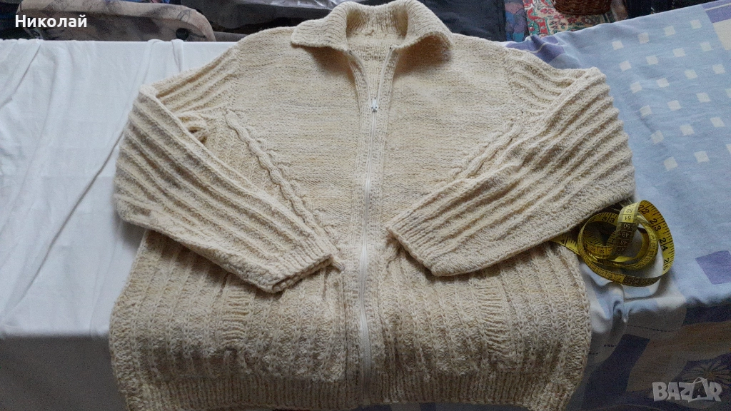 Вълнен пуловер с цип, снимка 1