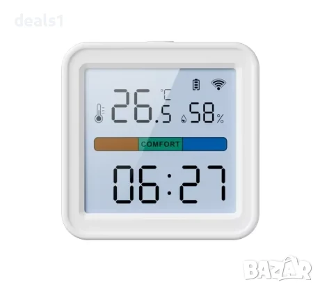 Tuya TH08B WiFi Сензор за температура и влажност Хигрометър и термометър с подсветка , снимка 1
