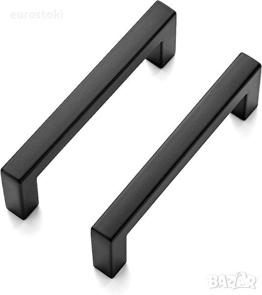 Комплект от 12 броя матово черни квадратни дръжки за шкафове 7,6 см, за чекмеджета, снимка 1
