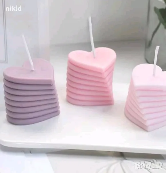 3D Усукано сърце на етажи силиконов молд форма моливник свещник свещ смола щоколад гипс декор, снимка 1