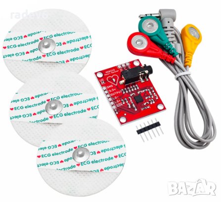 AD8232 ЕКГ модул с кабел и електроди, снимка 1