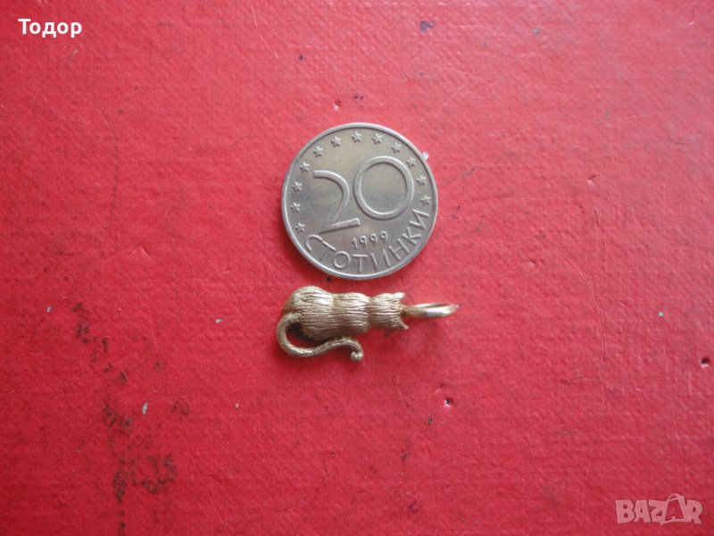 Позлатен сребърен медальон висулка коте , снимка 1