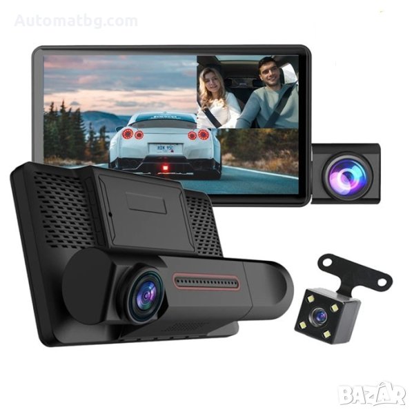 Видеорегистратор Automat, С три камери, Full HD, 12-24V, снимка 1