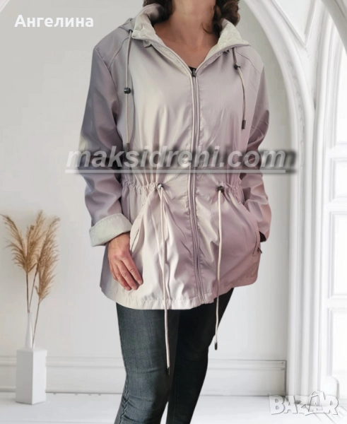 Макси дамско двулицево яке тип шлифер с връзка на талията., снимка 1