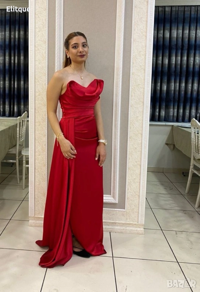 ⭐️Дълги сатенени рокли с цепка, снимка 1