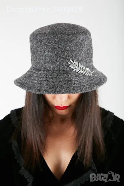 Зимна Дамска Шапка Bucket hat Michele - Сива, снимка 1