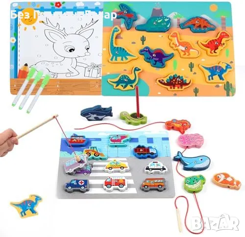 Нов Мултифункционален комплект за деца: пъзели и магнитни игри подарък, снимка 1