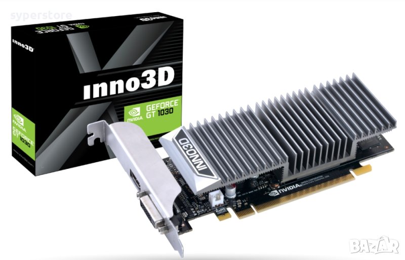 Видеокарта Inno3D GeForce GT1030 2GB DVI-D, HDMI2.0b, Internal Audio Input for HDMI 64bit 1227MHz, снимка 1