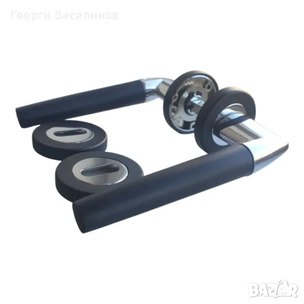 Дръжка за интериорна врата, Linea Bertomani, с черни дръжки, ЦАМ, снимка 1