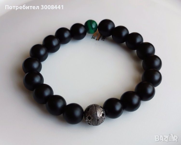 Мъжка гривна Оникс-Малахит, снимка 1