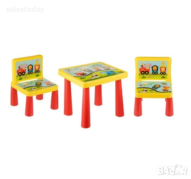 Пластмасова маса + 2 столчета, снимка 1