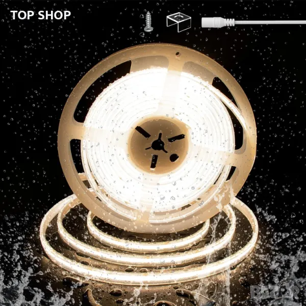 LED лента PAUTIX COB Топло бяло 3000K DC24V, 5M 2400LEDs, (захранване НЕ е включено), снимка 1