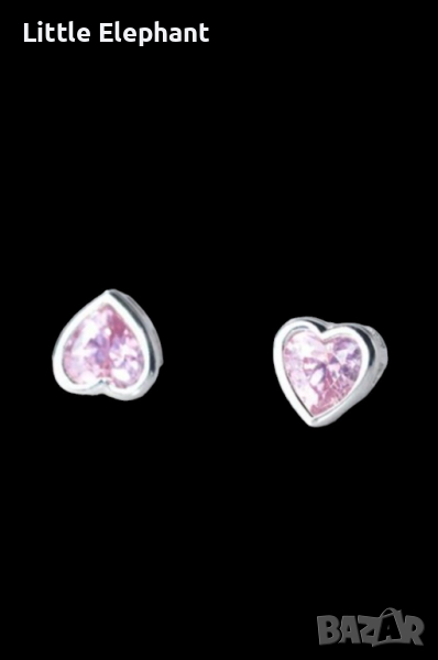 Дизайнерски модел сребърни обеци сърца с кристали,plein,pink/нови, снимка 1