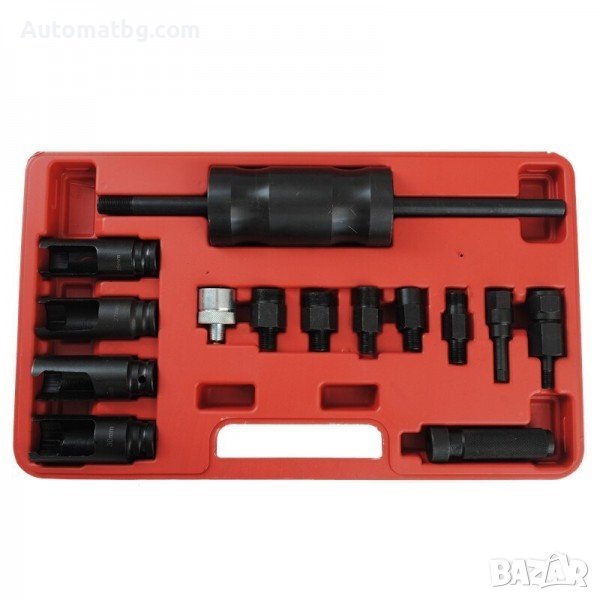 Комплект обратен чук за дюзи Automat, За вадене на Common rail дюзи, 14 части, Черен, снимка 1