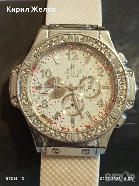 Дамски часовник HUBLOT GENEVE много красив стилен дизайн силиконова каишка 49024, снимка 1