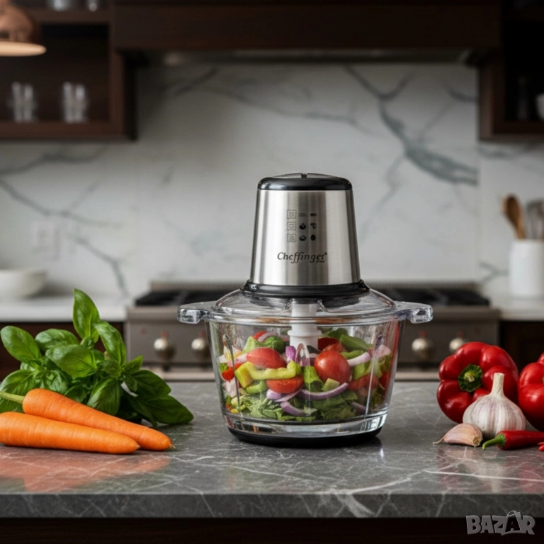 Висококачествен чопър Cheffinger CF-FP500 – за секунди нарязва, смесва и пести време в кухнята, снимка 1