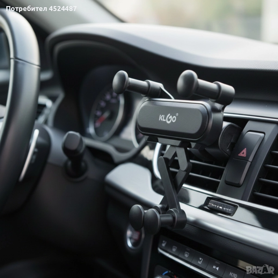 Гравитационна стойка за телефон за кола KLGO Z19 – 360° въртене, монтаж на климатична решетка, снимка 1