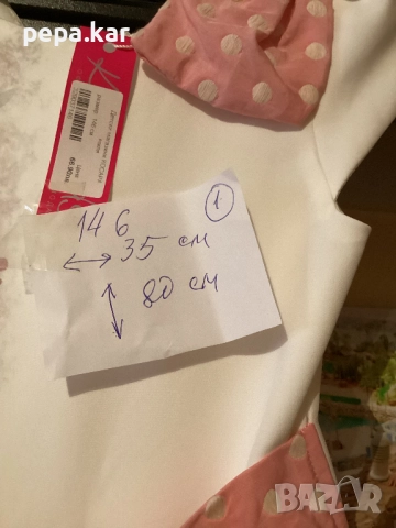 НОВА С етикет Детска рокличка 146 с къс ръкав официална, снимка 2 - Детски рокли и поли - 52647944