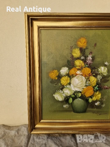 Страхотен антикварен белгийски натюрморт масло платно автор , снимка 5 - Антикварни и старинни предмети - 50781795