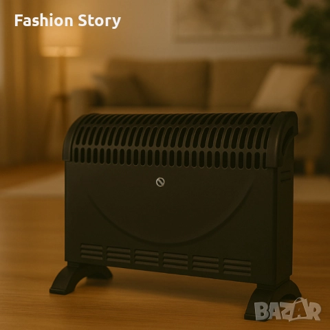 Конвекторен отоплител Rosberg – 2000W, 3 степени, с вентилатор, защита от прегряване, черен, снимка 2 - Отоплителни печки - 51801225