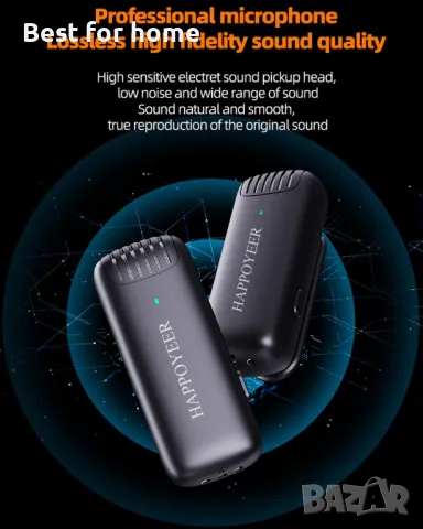 Безжични петлични микрофони HAPPOYEER TikTok Youtube, снимка 4 - Микрофони - 47383017
