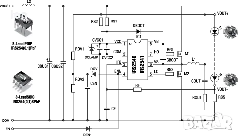 IRS2540 мощен полумостов светодиоден драйвер 