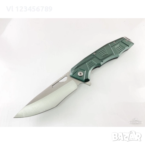 Сгъваем автоматичен джобен нож със зелена алуминиева дръжка, снимка 4 - Ножове - 51462165