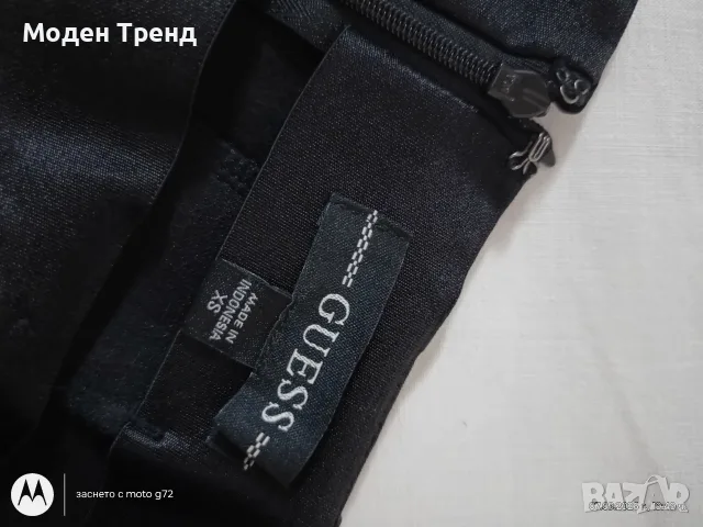 Елегантна черна пола от еко кожа GUESS с висока талия и цепка, снимка 9 - Поли - 56186502