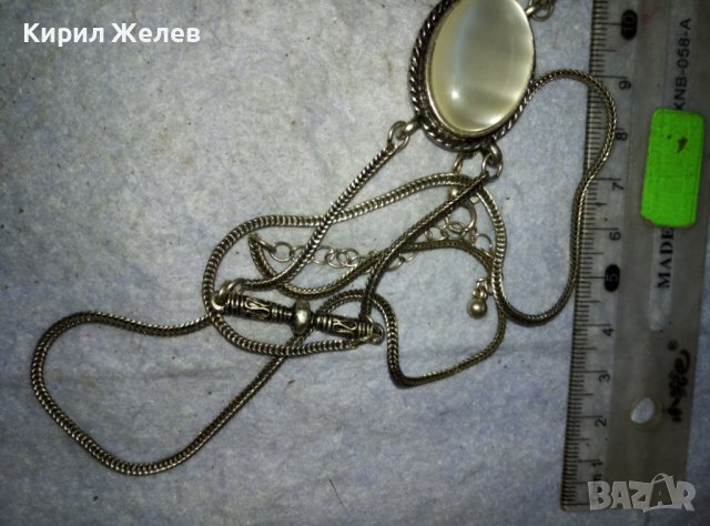 ШАРМАНТНА СТИЛНО ОРНАМЕНТИРАНА СРЕБРИСТА ВИНТИДЖ ОГЪРЛИЦА КОЛИЕ 13605, снимка 11 - Колиета, медальони, синджири - 42015543