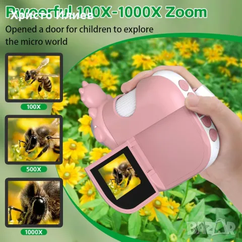 Детски дигитален микроскоп 2MP с 1000x увеличение HD 2-инчов IPS екран, снимка 8 - Други - 50344301