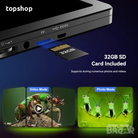 TOMLOV DM9 7" цифров микроскоп: 1080P 1200X увеличител за монетен микроскоп, 12MP ултрапрецизен ..., снимка 5 - Друга електроника - 52946995