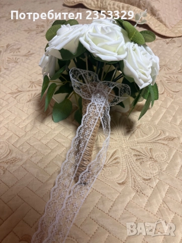 Сватбен комплект: букет и кутия за дарения, снимка 6 - Сватбени аксесоари - 51647021