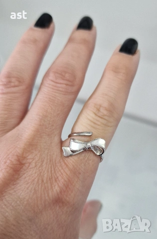 сребърен пръснен панделка, снимка 4 - Пръстени - 53633229