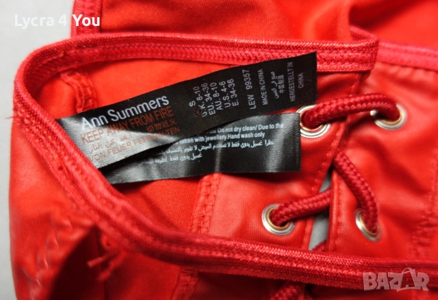 Ann Summers XS/S (UK 8-10) червено боди с кожен ефект и отворено дъно, снимка 8 - Бельо - 53841889