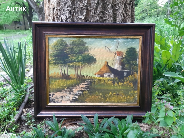 Красива Стара Картина Прованс Живопис Маслени Бои на Платно, снимка 4 - Картини - 51790004