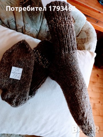 Ръчно плетени мъжки чорапи от вълна, размер 38, снимка 1