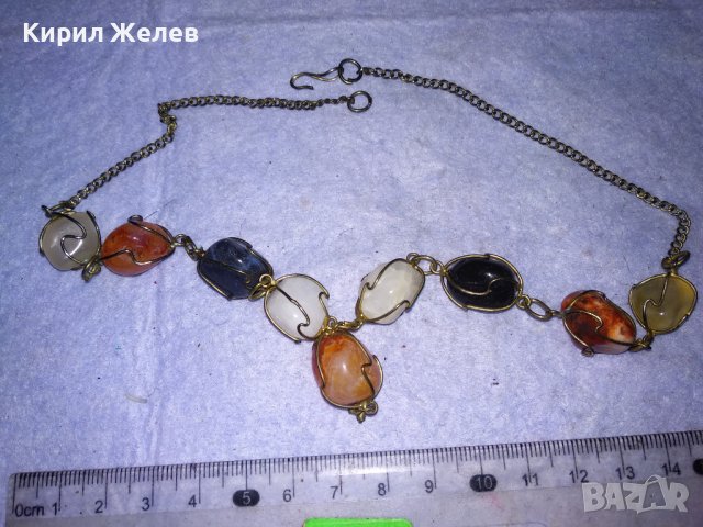 СТАРО РЕТРО АРТ КОЛИЕ РЪЧНА МАЙСТОРСКА ИЗРАБОТКА с НАТУРАЛНИ ПОЛУСКЪПОЦЕННИ КАМЪНИ 38919, снимка 3 - Колиета, медальони, синджири - 41865393