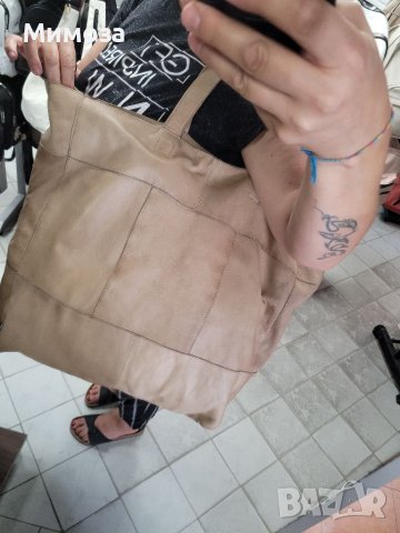 Естествена кожа ОГРОМНА чанта,тип торба,бежева, снимка 14 - Чанти - 41687693
