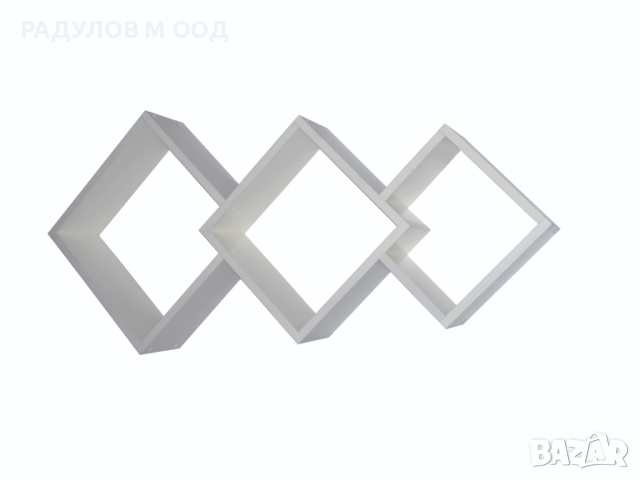 Стенна етажерка Съни в бяло, с 3 елемента, пдч, снимка 1 - Етажерки - 44667280