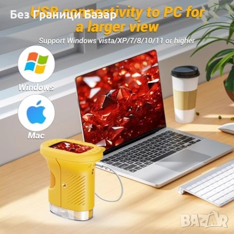 Нов Образователен микроскоп за деца 1000X с фото и видео функции Играчка, снимка 6 - Образователни игри - 51906001