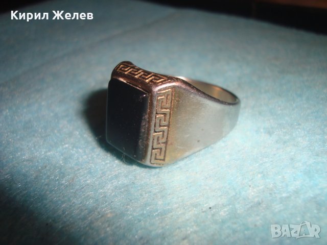 ПОСРЕБРЕН СТАР СТОМАНЕН ВЕРСАЧЕ СТИЛ ПРЪСТЕН с ПОЛИРАН ЧЕРЕН ОНИКС КЛАСИЧЕСКИ АРТ ДЕКО МОДЕЛ 26344, снимка 13 - Пръстени - 34806285