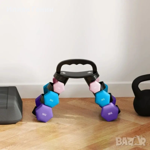 Комплект дъмбели SPORTNOW с поставка за съхранение, снимка 8 - Фитнес уреди - 53716703
